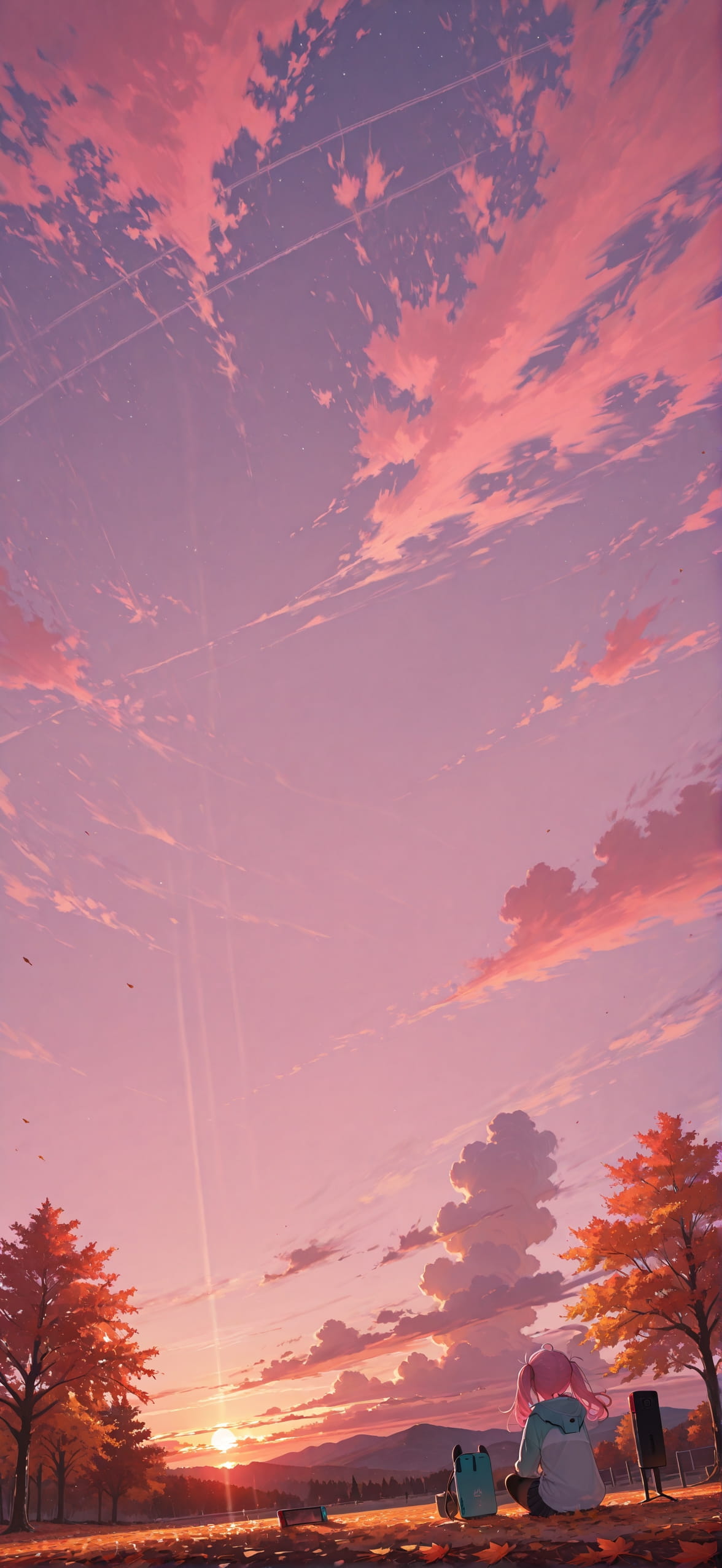 Switch2 Pink Sunset Sky Autumn mobile wallpaper / スマホ壁紙