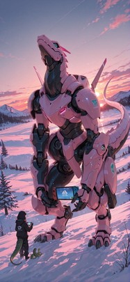 Switch2 Pink Sunset Sky Winter Animal Machine mobile wallpaper / スマホ壁紙