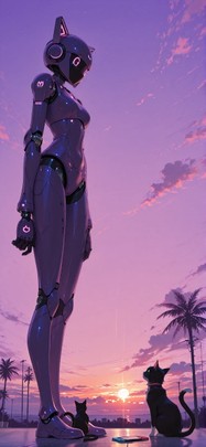 Switch2 Purple Sunset Sky Summer Animal Machine mobile wallpaper / スマホ壁紙