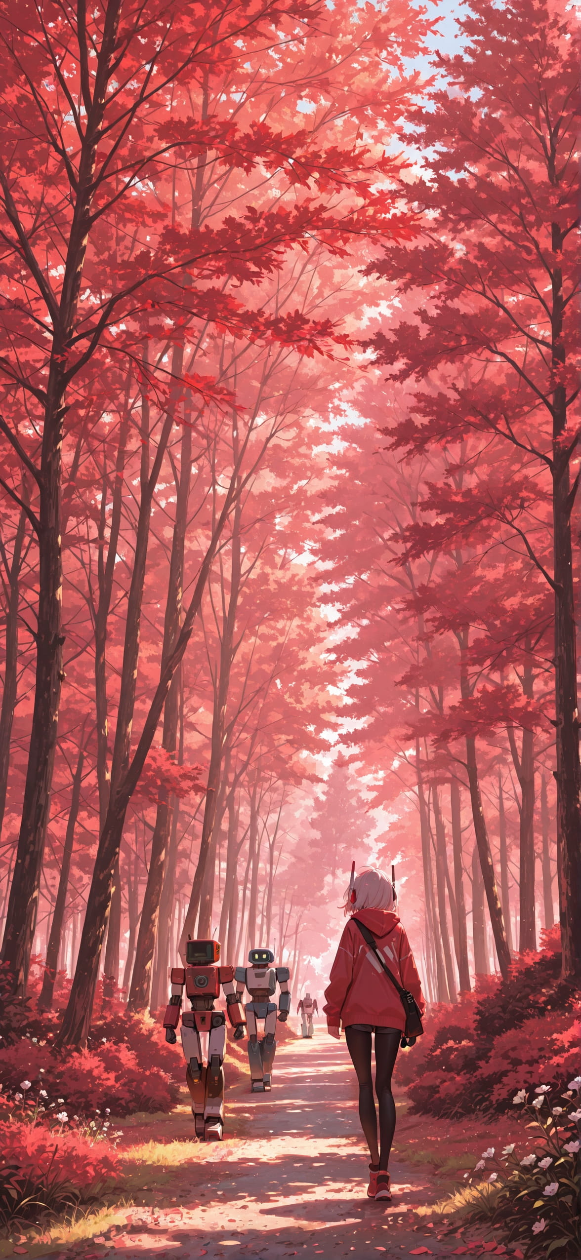 Switch2 Red Afternoon Nature Spring Machine mobile wallpaper / スマホ壁紙