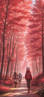Switch2 Red Afternoon Nature Spring Machine mobile wallpaper / スマホ壁紙