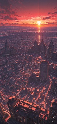 Switch2 Red Sunset City Spring Machine mobile wallpaper / スマホ壁紙