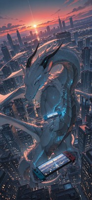 Switch2 Red Sunset City Winter Animal mobile wallpaper / スマホ壁紙