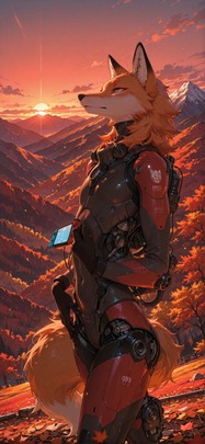 Switch2 Red Sunset Mountain Autumn Animal Machine mobile wallpaper / スマホ壁紙