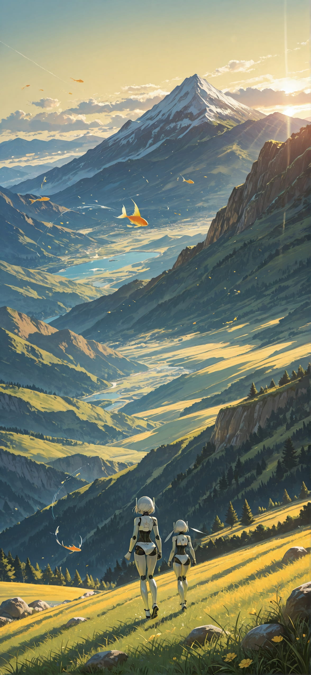 Switch2 Yellow Afternoon Mountain Summer Animal Machine mobile wallpaper / スマホ壁紙