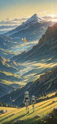 Switch2 Yellow Afternoon Mountain Summer Animal Machine mobile wallpaper / スマホ壁紙