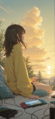 Switch2 Yellow Afternoon Sky Spring mobile wallpaper / スマホ壁紙