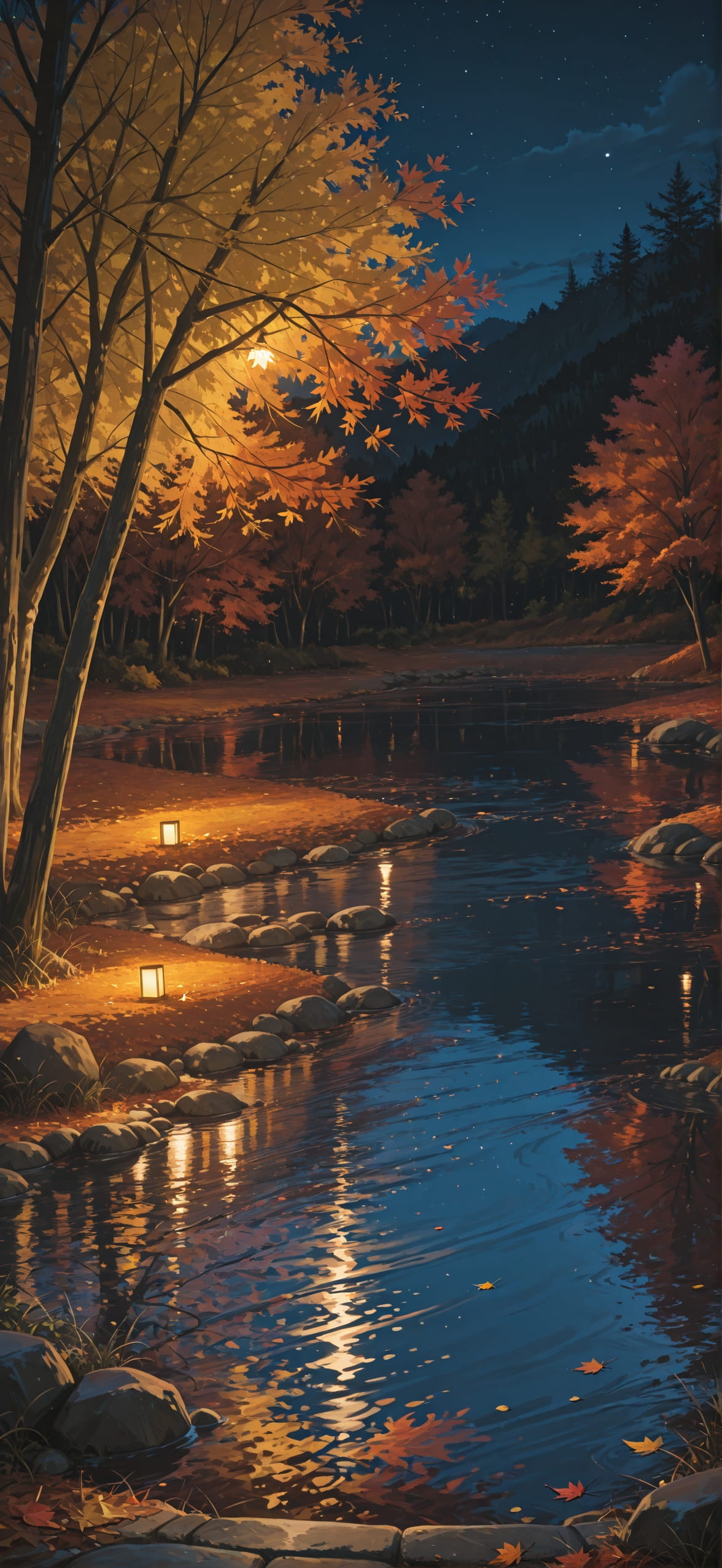 Switch2 Yellow Night Sea Autumn mobile wallpaper / スマホ壁紙