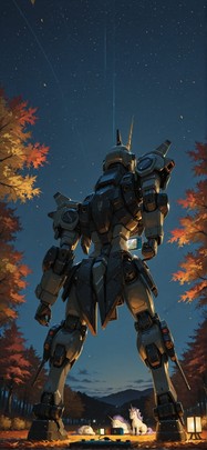 Switch2 Yellow Night Sky Autumn Animal Machine mobile wallpaper / スマホ壁紙