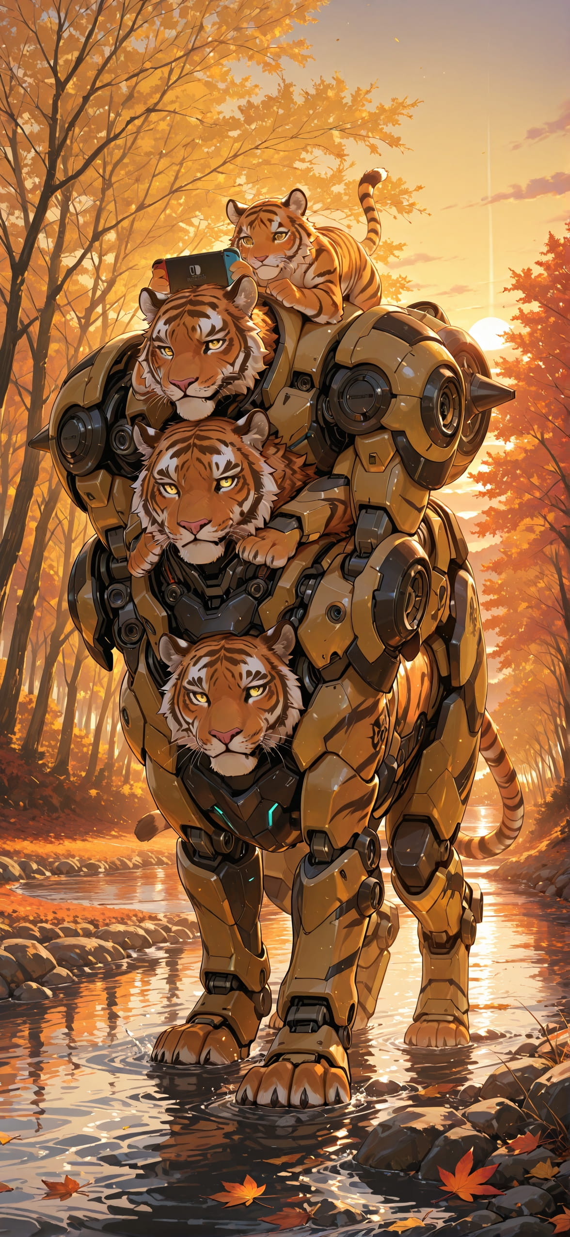 Switch2 Yellow Sunset Sea Autumn Animal Machine mobile wallpaper / スマホ壁紙